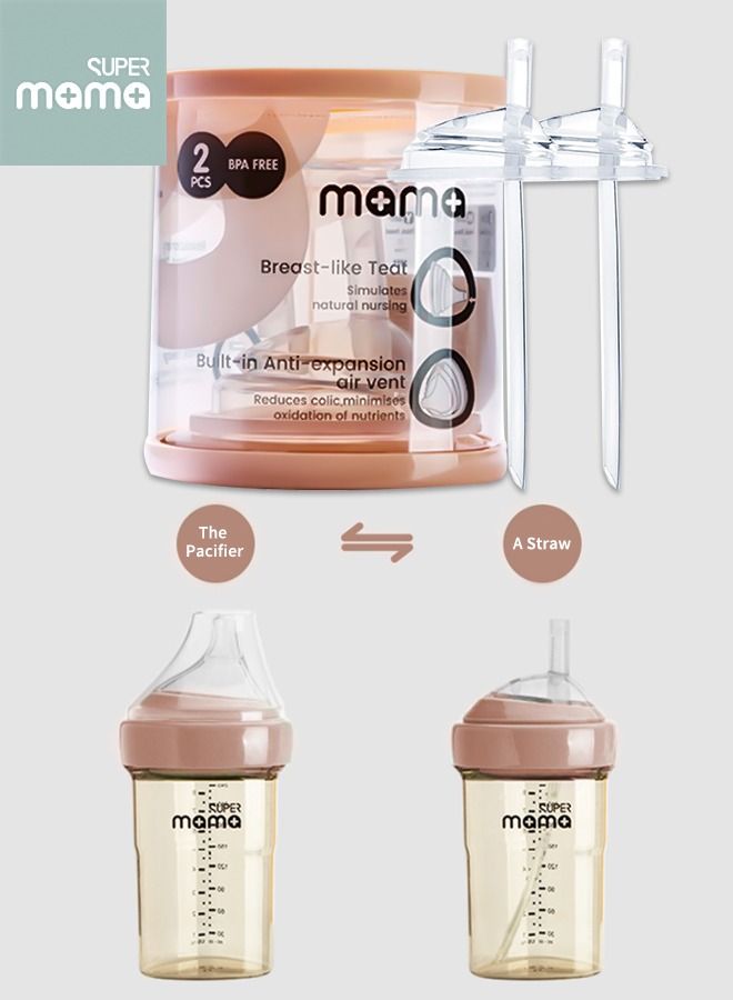 سوبر ماما SUPERMAMAطقم إكسسوارات زجاجة من السيليكون للأطفال مكون من قطعتين - Image 5