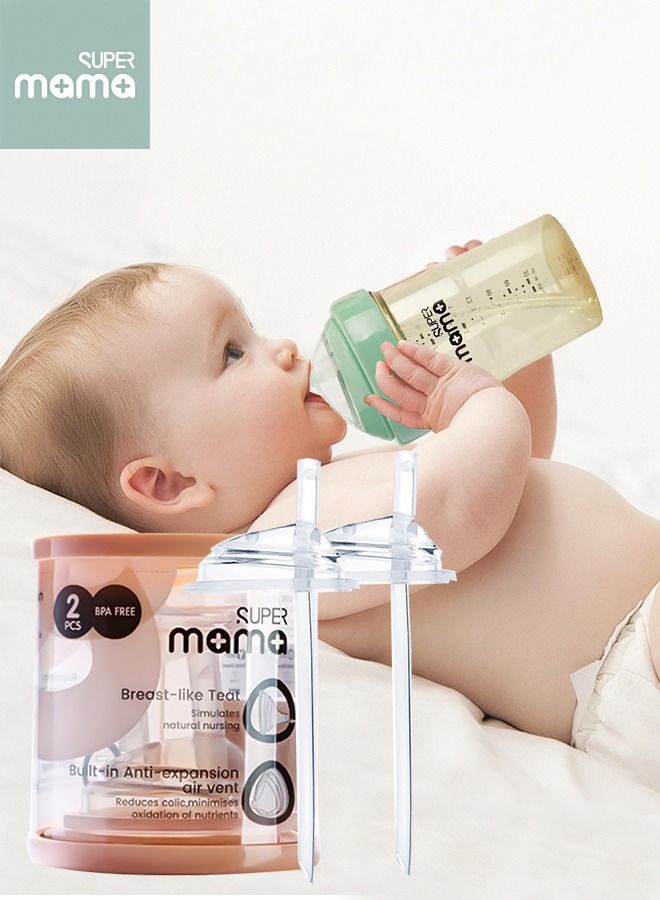 سوبر ماما SUPERMAMAطقم إكسسوارات زجاجة من السيليكون للأطفال مكون من قطعتين - Image 2