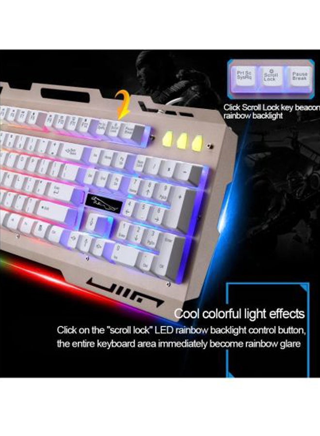 طقم مكون من لوحة مفاتيح سلكية للألعاب بإضاءة خلفية متعددة الألوان RGB مع منفذ USB موديل G700 مع ماوس - Image 4