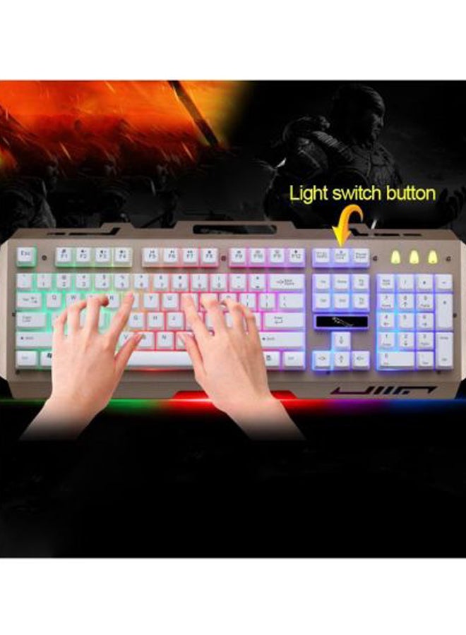 طقم مكون من لوحة مفاتيح سلكية للألعاب بإضاءة خلفية متعددة الألوان RGB مع منفذ USB موديل G700 مع ماوس - Image 5