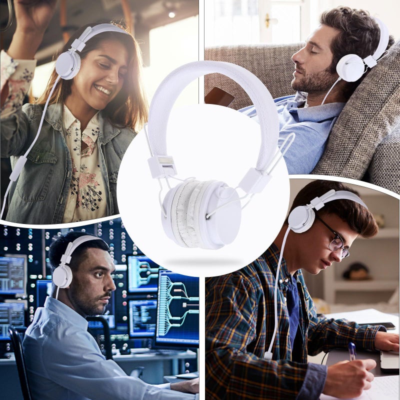 White Wired Over Ear Gaming Headphones with Microphone for PC Console and Bass Sound - Image 5