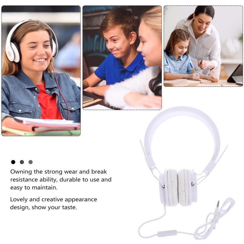 White Wired Over Ear Gaming Headphones with Microphone for PC Console and Bass Sound - Image 4