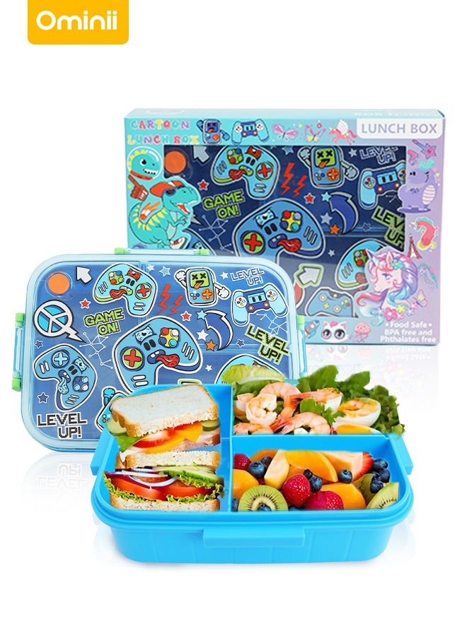 Ominii Game-themed lunch box, makes kids love eating. 3 compartments × leakproof × food-grade material, microwave safe - Image 1