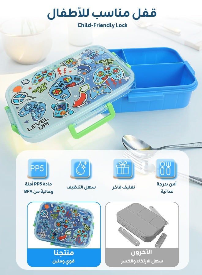 Ominii Game-themed lunch box, makes kids love eating. 3 compartments × leakproof × food-grade material, microwave safe - Image 4