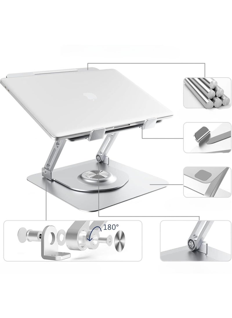 Generic Adjustable Aluminum Laptop Stand with 360° Rotating Base – Foldable Ergonomic Laptop Holder for 10-17.3 Inch Laptops  - Image 2