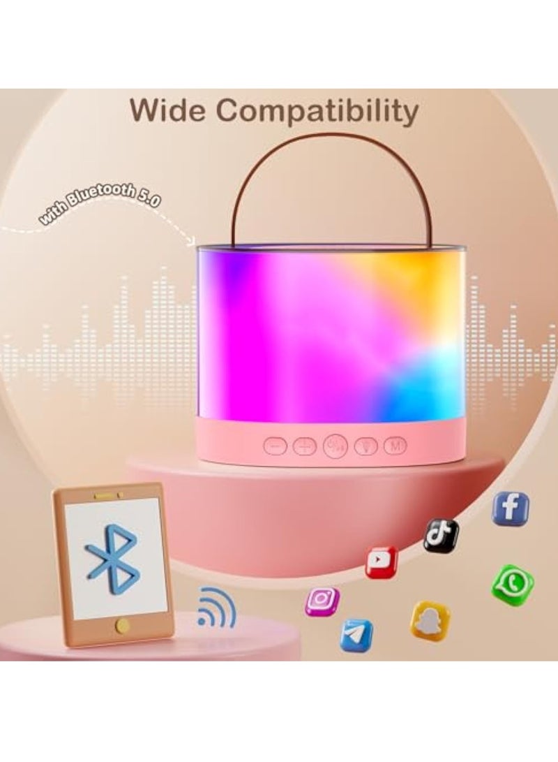 Arabest Mini Karaoke Machine for Adults Kids, Portable Bluetooth Karaoke Speaker with 3.5" Full-Range Speaker and Colorful LED Lights, Support USB/TF Card/AUX (Pink) - Image 4