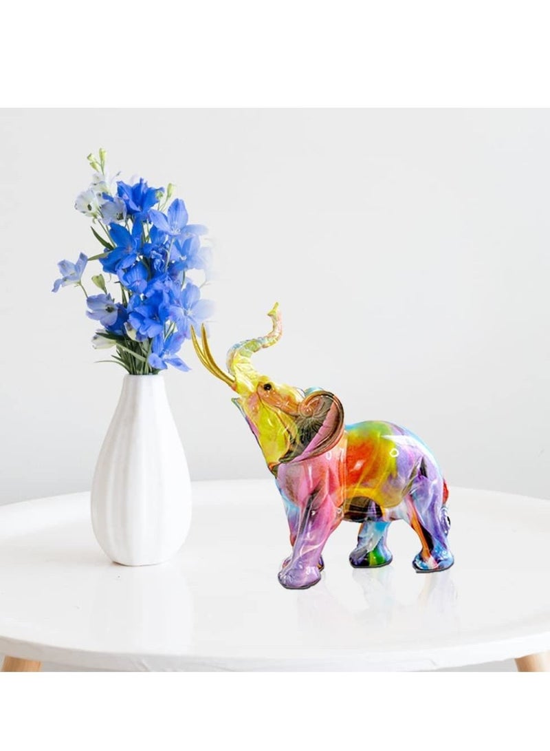 واي آند دي Elephant Decor Creativity Graffiti Figurines, Resin Colorful Statues Home Art Statue, Suitable for Filling Space in The Living Room, Bedroom, Office - Image 1