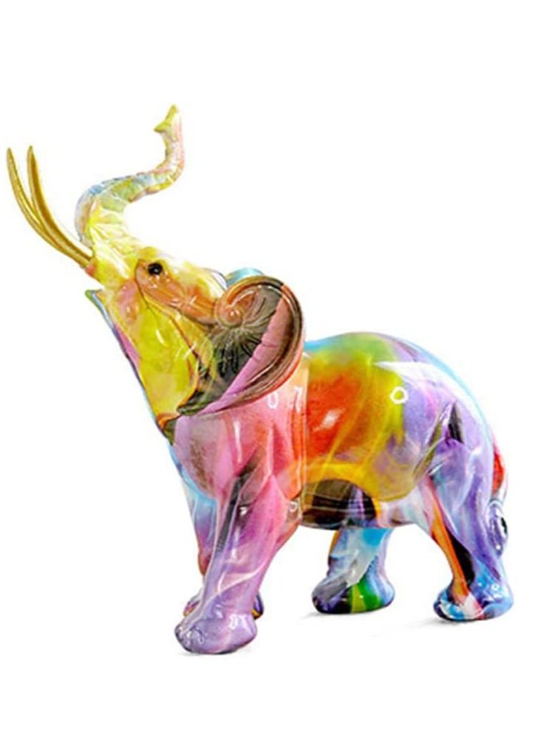 واي آند دي Elephant Decor Creativity Graffiti Figurines, Resin Colorful Statues Home Art Statue, Suitable for Filling Space in The Living Room, Bedroom, Office - Image 5