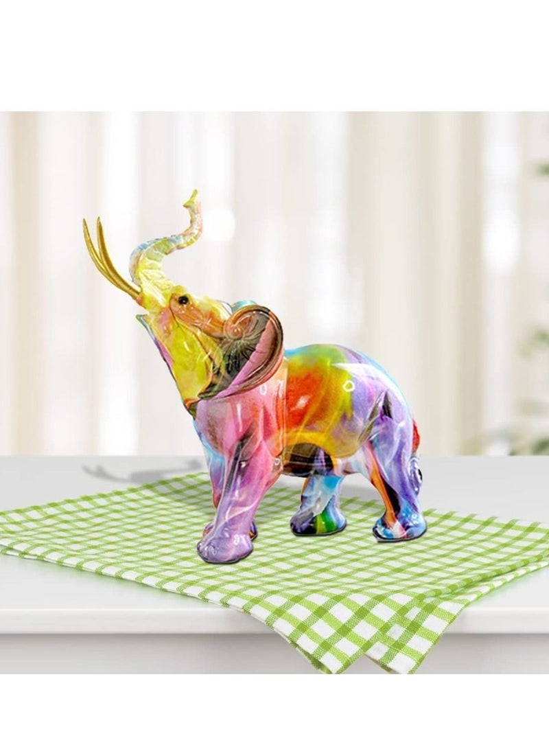واي آند دي Elephant Decor Creativity Graffiti Figurines, Resin Colorful Statues Home Art Statue, Suitable for Filling Space in The Living Room, Bedroom, Office - Image 2