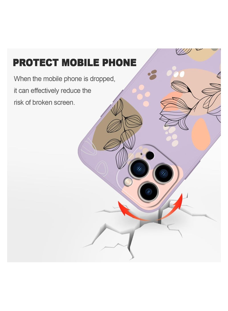 حافظة لهاتف iPhone 14 Pro Max بنمط فراشة فضائية وزهور وبطانة داخلية من الألياف الدقيقة المقاومة للخدوش، تصميم رقيق يحمي الهاتف من البصمات، حافظة سيليكونية ناعمة مناسبة لهاتف 14 Pro Max باللون البنفسجي - Image 5