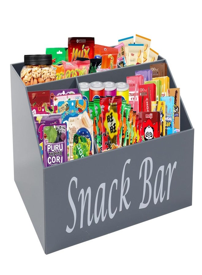 Xbopetda Snack Organizer for Countertop, 4 Compartments Acrylic Snack Organizer, Snack Container Holder for Kitchen Pantry Organizer and Storage-Grey - Image 1