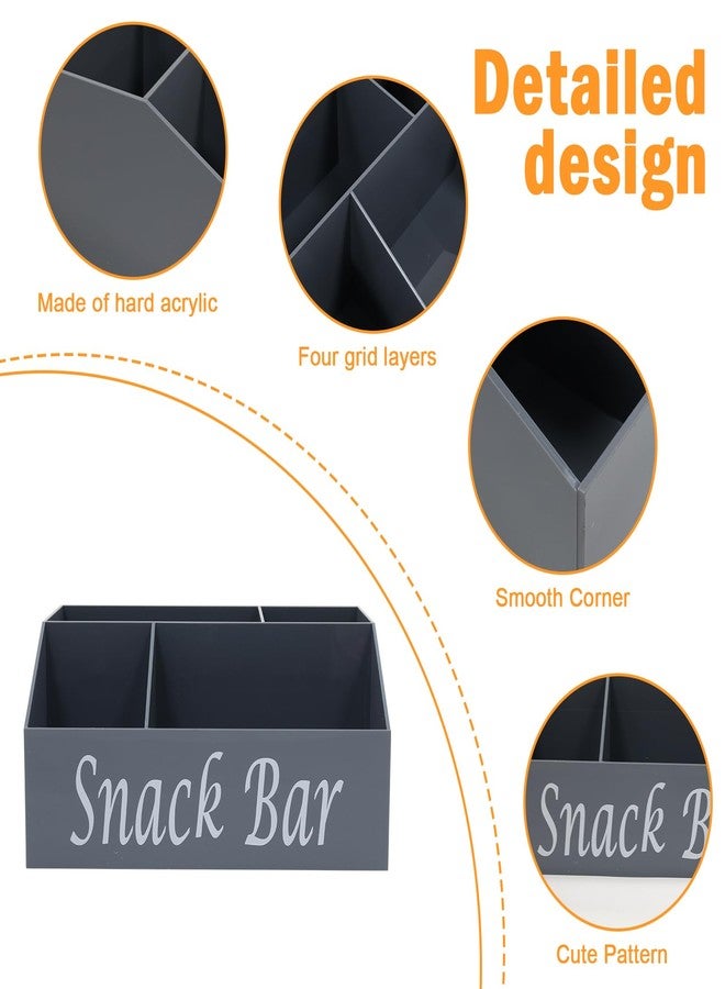 Xbopetda Snack Organizer for Countertop, 4 Compartments Acrylic Snack Organizer, Snack Container Holder for Kitchen Pantry Organizer and Storage-Grey - Image 2