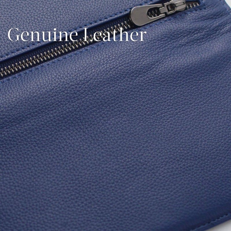 Bveyzi Ultra Slim Thin Leather RFID Blocking Credit Card Holder Bifold Clutch Wallets for Women (Navy Blue) - Image 5