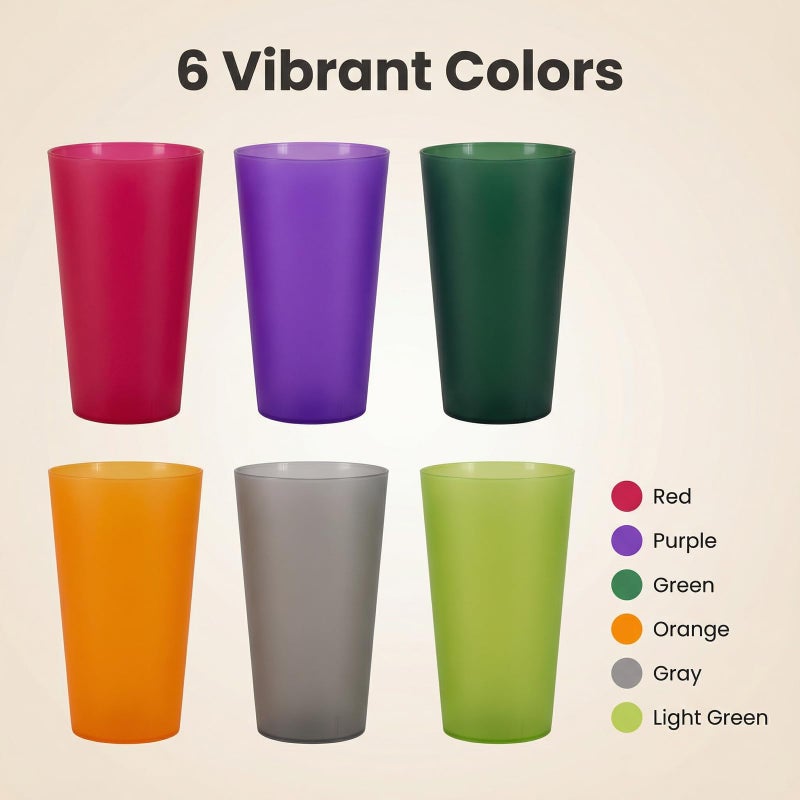 YUYUHUA Premium 32-ounce Large Cups, Multicolor Plastic Tumblers BPA Free Set of 12 for Indoor Outdoor Use (Multicolors) - Image 3