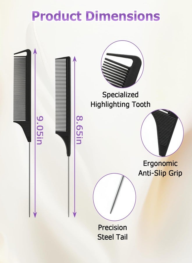 PASDUCHAS 24 Pcs Rat Tail Combs Set, Steel Pintail Teasing Combs for Braiding Hair, Fine Tooth Parting Combs Styling Tools for Women, 2 Styles & Multiple Colors - Image 3