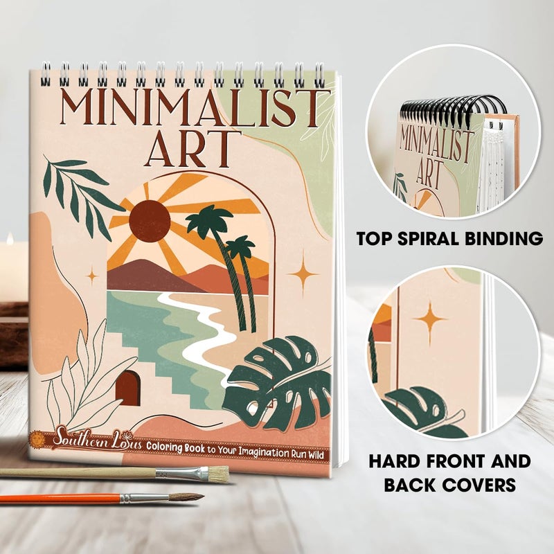 SOUTHERN LOTUS Minimalist Art Coloring Book Spiral Bound with Basic Abstract Design Aesthetic Shapes Simplicity Styles Hardcover Adult Color Pages for Women Seniors Girls to Relax Relieve Stress  - Image 2