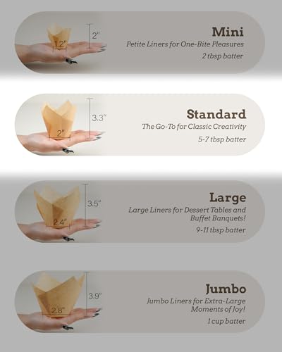 Bake Choice Nordic Paper 200pcs Brown Tulip Cupcake Liners for Baking Cups, Standard Size, EU Parchment paper Tulip Muffin Liners, Cupcake Wrapper, Christmas - Image 2