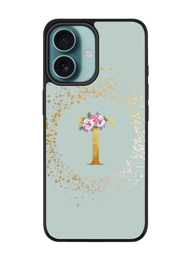 Stylizedd For iPhone 16 Case [Compatible with MagSafe] Slim Magnetic cover Phone Case iPhone 16 -Custom Monogram Floral - T (Light Grey ) - Image 1