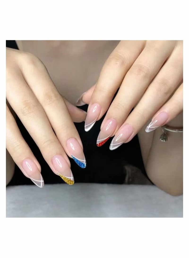 Nail Art Stickers Decals 8 Sheets 3D Self-Adhesive French Tips V Pattern for Natural Fingernails Acrylic Nails Supplies Accessories Decor Women Girls DIY Decoration - Image 3