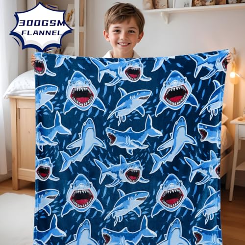BORORO Glow in The Dark Shark Blanket - Cozy Shark Toys Birthday Gifts for Kids Boys 50x60 inch - Image 4