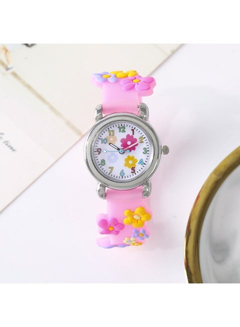 Children's Plastic Cartoon Flower Pattern Watch