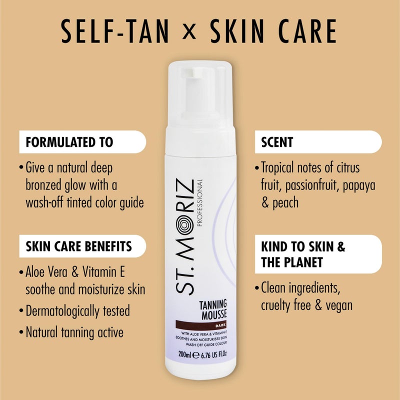 St. Moriz St Moriz Professional Dark Self Tanner Mousse - Sunless Instant Self Tanning Foam for a Deep, Natural Looking Fake Tan - With Aloe Vera & Vitamin E (6.76 fl oz) - Image 2