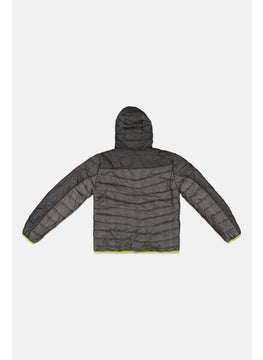 Weatherproof Kids Boy Brand Logo Hooded Reversible Jacket, Grey Combo  - Image 2