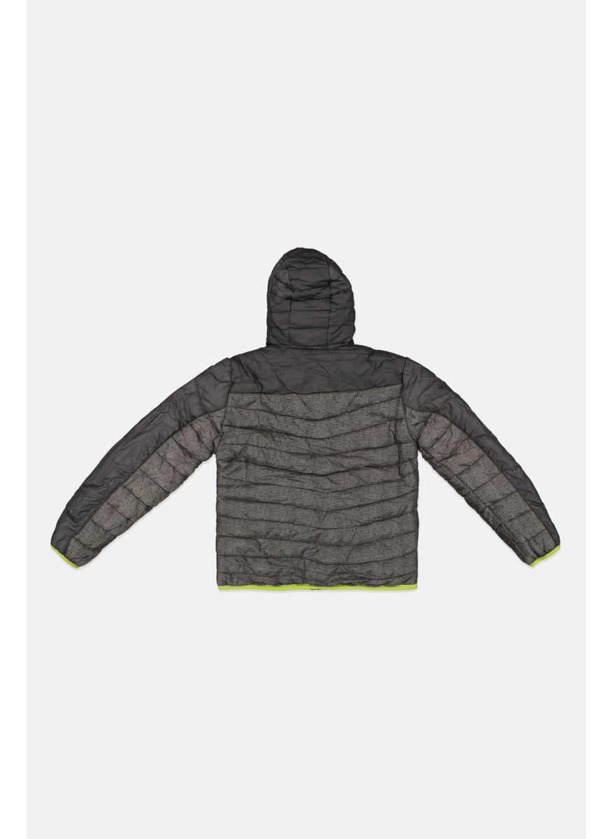 Weatherproof Kids Boy Brand Logo Hooded Reversible Jacket, Grey Combo  - Image 2