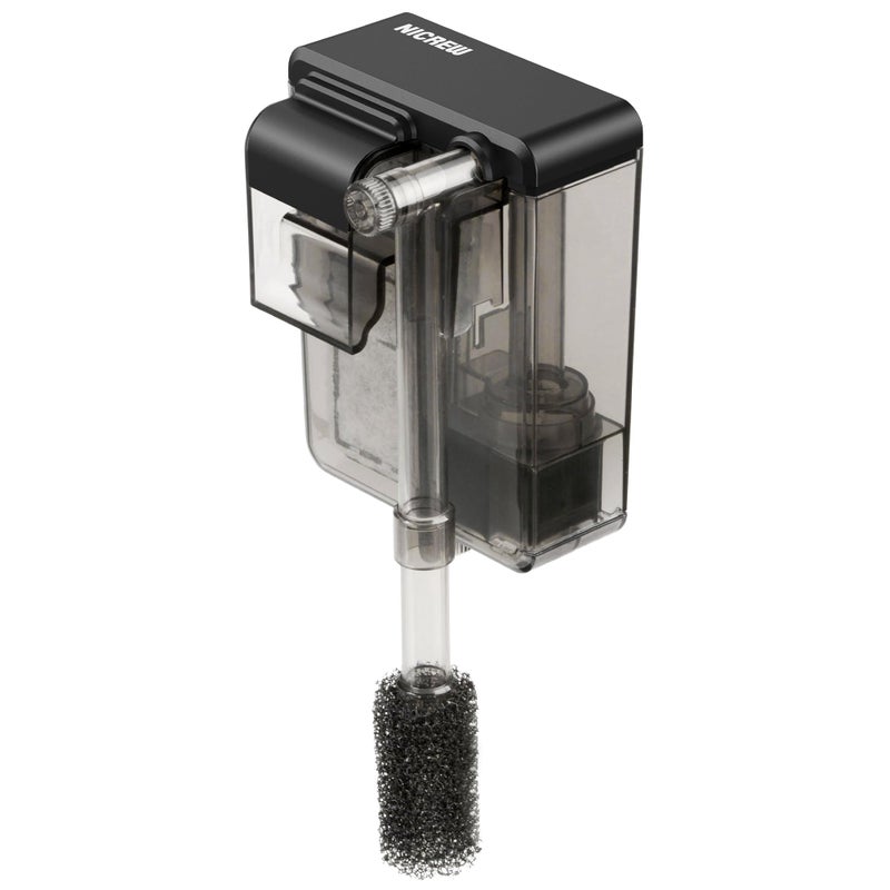 NICREW Slim Aquarium Filter, Quiet Fish Tank HOB Filters for up to 5 Gallon Aquariums, Adjustable Flow, 42 GPH, 3W - Image 1