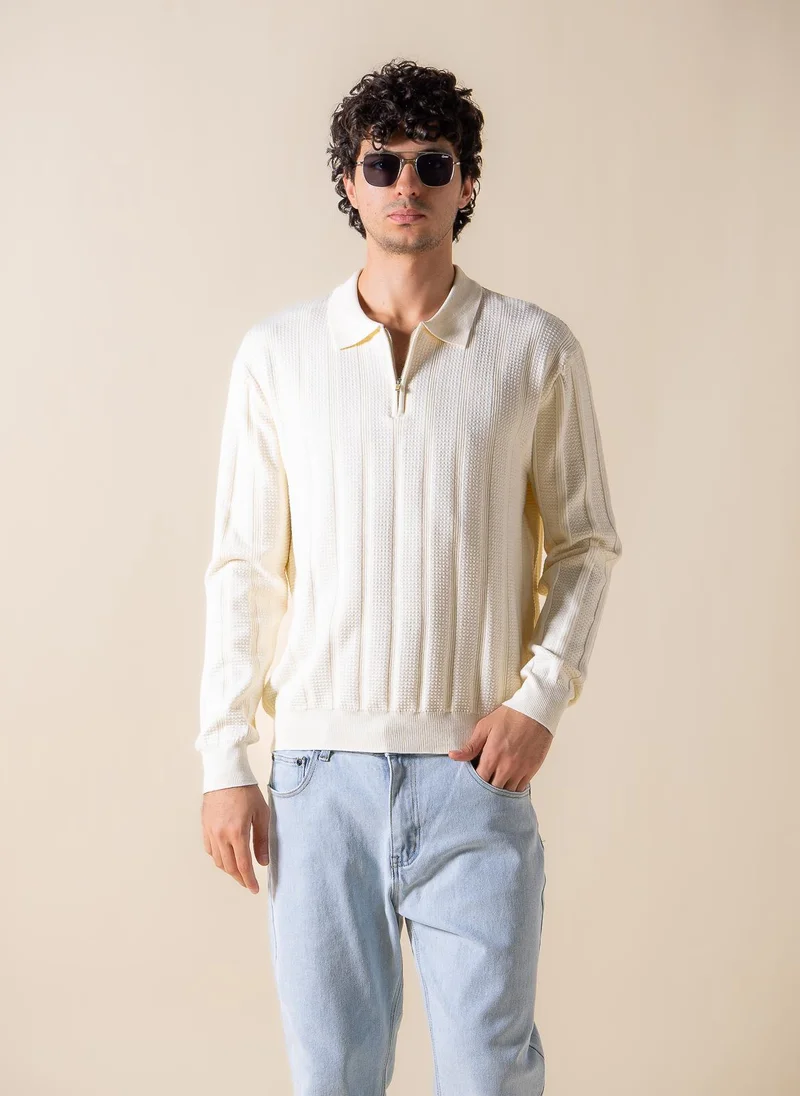 SHAPES ZIPPER DETAIL POLO SHIRT