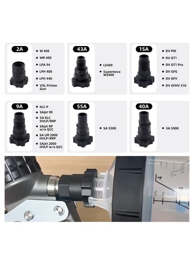 Model 55A PPS Spray Gun Cup Adapter Inner Wire Connector Pneumatic Tool Accessory - Image 3