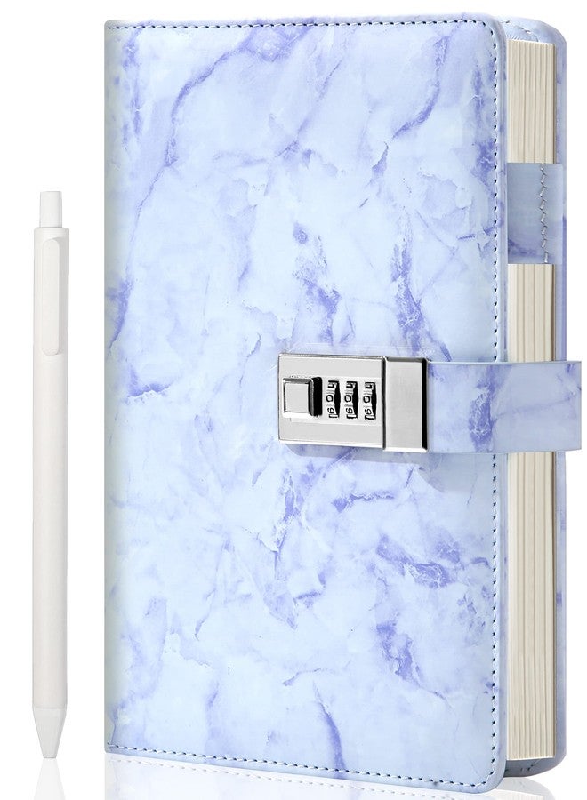 CAGIE Marble Diary with Lock for Girls and Women, Waterproof Journal with Lock 192 Pages Secret Girls Locked Diary with Pen, Password Locked Journals for Teen Girls, A5 Purple - Image 1
