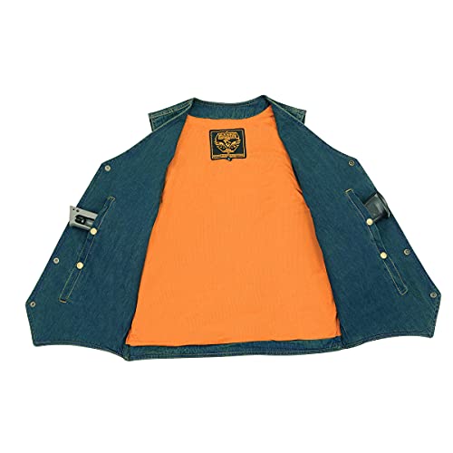 Milwaukee Leather DM1310 Men's Classic Blue Denim Western Style Cowboy Biker Vest w/Snap Button Closure - Small - Image 4