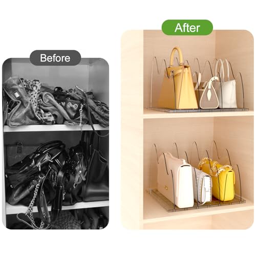 ANTOWIN 2 Pack Clear Purse Organizers for Closet Adjustable Shelf Divider Handbag Separators Storage Organizer Shelf Divider in Bedroom Office Kitchen - Image 3
