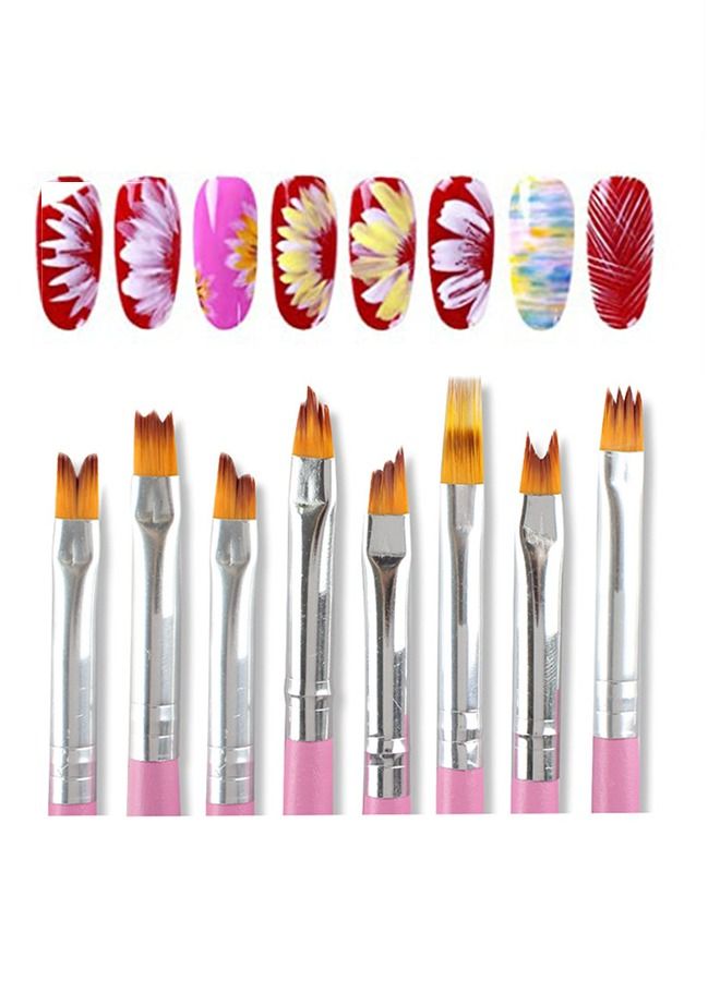 Generic 8 Pcs Acrylic Nail Art 3D Brush Kits For Nail Flower Painting  - Image 1
