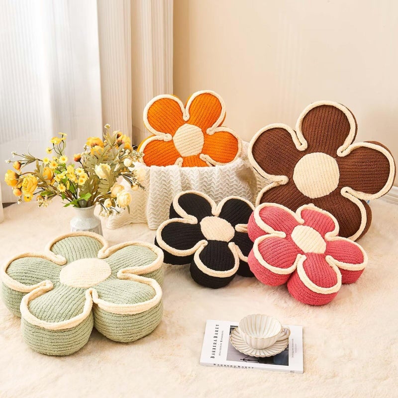Kcvvcr Flower Pillow, Soft Flower Shaped Floor Cushion, Flower Decorative Throw Pillow, Cute Flower Seating Cushion, Flower Room DÃ©cor Plush Pillows for Sofa Couch Bed (13.7 Inch, Sage Green) - Image 4
