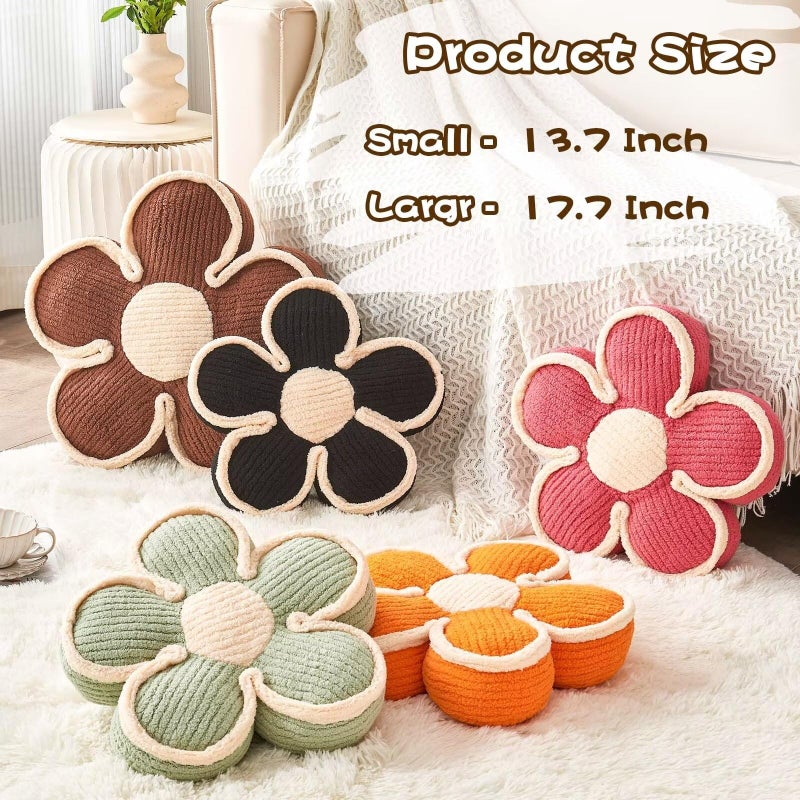 Kcvvcr Flower Pillow, Soft Flower Shaped Floor Cushion, Flower Decorative Throw Pillow, Cute Flower Seating Cushion, Flower Room DÃ©cor Plush Pillows for Sofa Couch Bed (13.7 Inch, Sage Green) - Image 3
