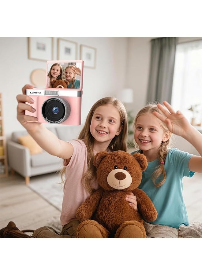 كيمايا كاميرا رقمية CCD بدقة 4K للطلاب، كاميرا تصوير رقمية مدمجة بدقة 96 ميجابكسل، تقريب رقمي 8x، شاشة قلابة بزاوية 180 درجة، كاميرا سيلفي (زهر الكرز) - Image 2