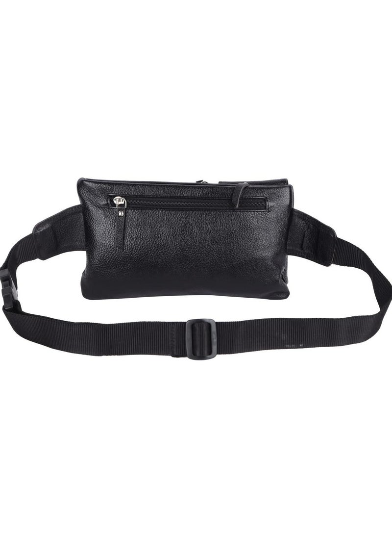 POGAGO Premium Quality 100% Cow Leather Waist Bag – BLACK Fanny Pack for Men & Women, Perfect Travel Accessory & Passport Holder - Image 4