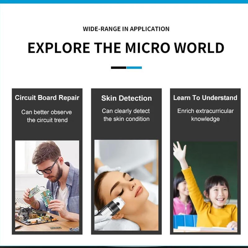 ETZIN Portable USB Digital Microscop 40X-1000X Electron Microscop with 8 LED Light and Silver Bracket Mini Microscop Endoscope Camera Magnifier with Stand-EPL-585IM. - Image 5