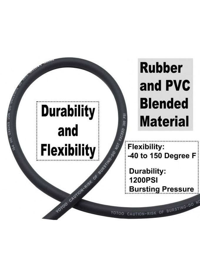 yotoo Hybrid Lead-In Air Hose 1/4-Inch by 10-Feet 300 PSI Heavy Duty, Lightweight, Kink Resistant, All-Weather Flexibility with 1/4-Inch Industrial Air Fittings and Bend Restrictors, Gray - Image 4