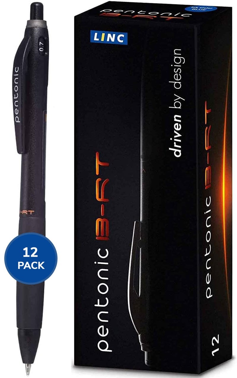 linc Pentonic BR-T Retractable Ballpoint Pens, 12 Count, Black Ink, 0.7 mm Fine Point, Smooth Writing For Journaling, Office & School (PEN12120) - Image 1