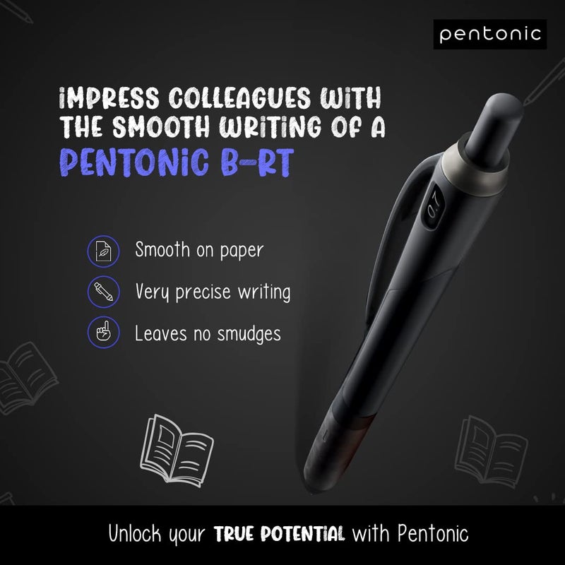 linc Pentonic BR-T Retractable Ballpoint Pens, 12 Count, Black Ink, 0.7 mm Fine Point, Smooth Writing For Journaling, Office & School (PEN12120) - Image 2