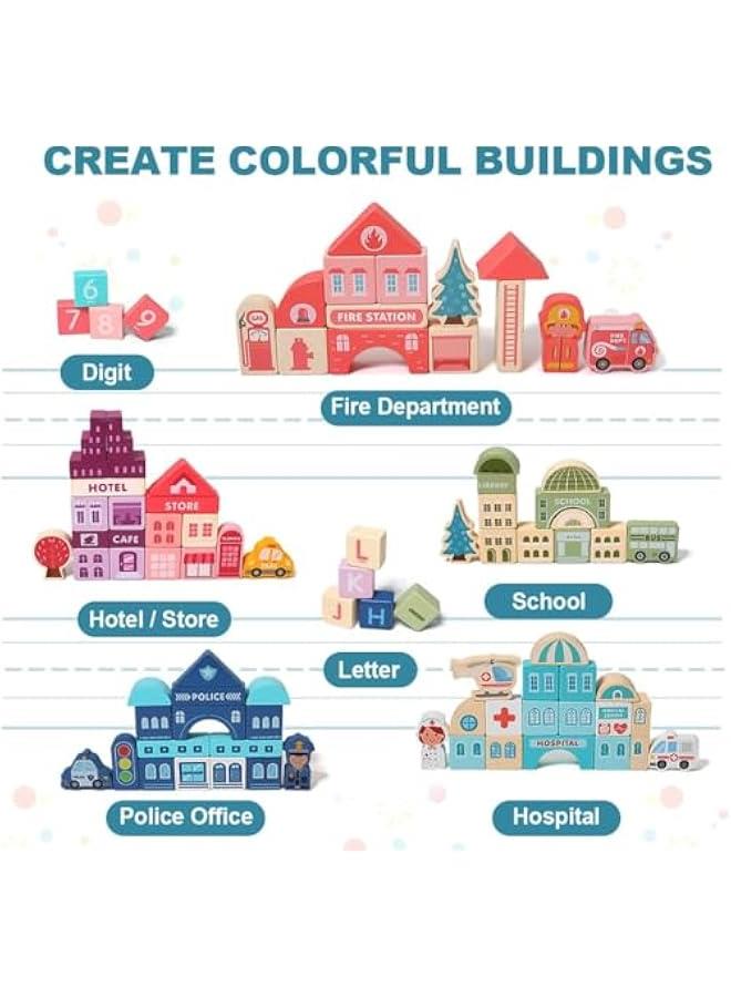 MIXDE Children's Wooden Building Block Toys, City Street Scenes City Street Scenes Colorful Characters Animal Car Large Particle Blocks, Suitable For 4 5 6 7 8 Years Old Children - Image 4