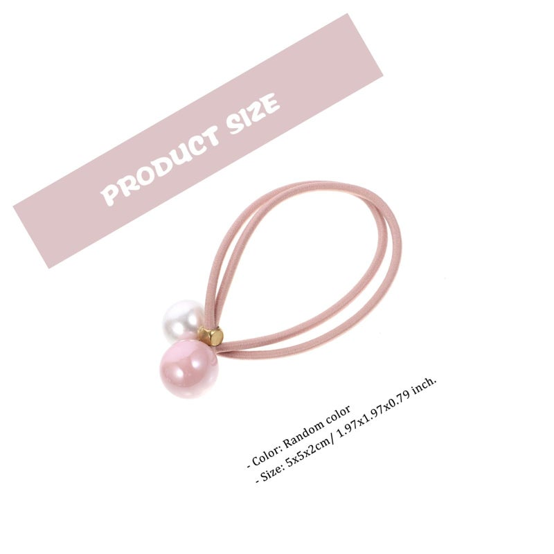 6pcs Elastic Pearl Hair Bands Ponytail Holders For Women Daily And Party Use - Image 3