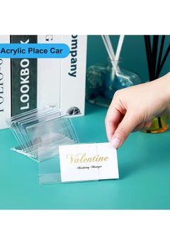 Y&D Acrylic Sign Holder, Clear Holder Tabletop Plastic Menu Display Slant Back Holders Horizontal Stand for Office, Store(10 Pack)  - Image 4