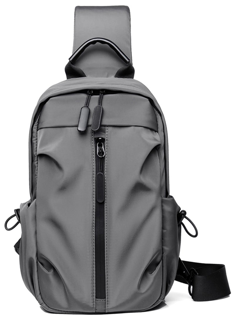 Qiccijoo Sling Bag for Men or Women, Multipurpose Crossbody Bag,Shoulder Bags for Hiking Travel Cycling with USB Charger Port(Grey) - Image 1