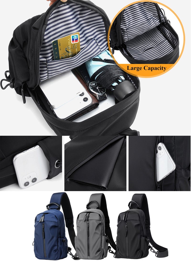 Qiccijoo Sling Bag for Men or Women, Multipurpose Crossbody Bag,Shoulder Bags for Hiking Travel Cycling with USB Charger Port(Grey) - Image 5