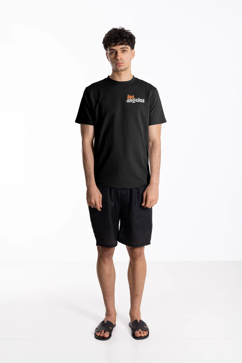 SHAPES COTTON BLEND PRINTED SLIM T-SHIRT