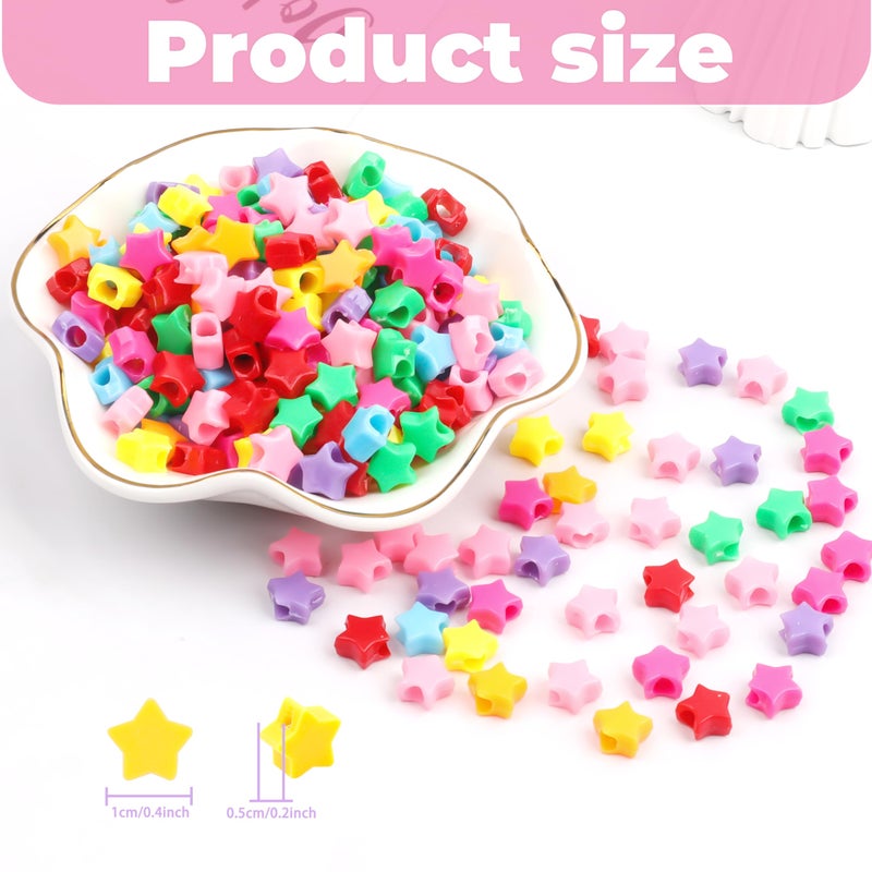 GMMA 1000Pcs Star Pony Beads Shapes for Friendship Bracelets Valentine's Day Colourful Rainbow Beads for DIY Jewelry Making Bracelet Necklace Party Decoration Supplies - Image 2